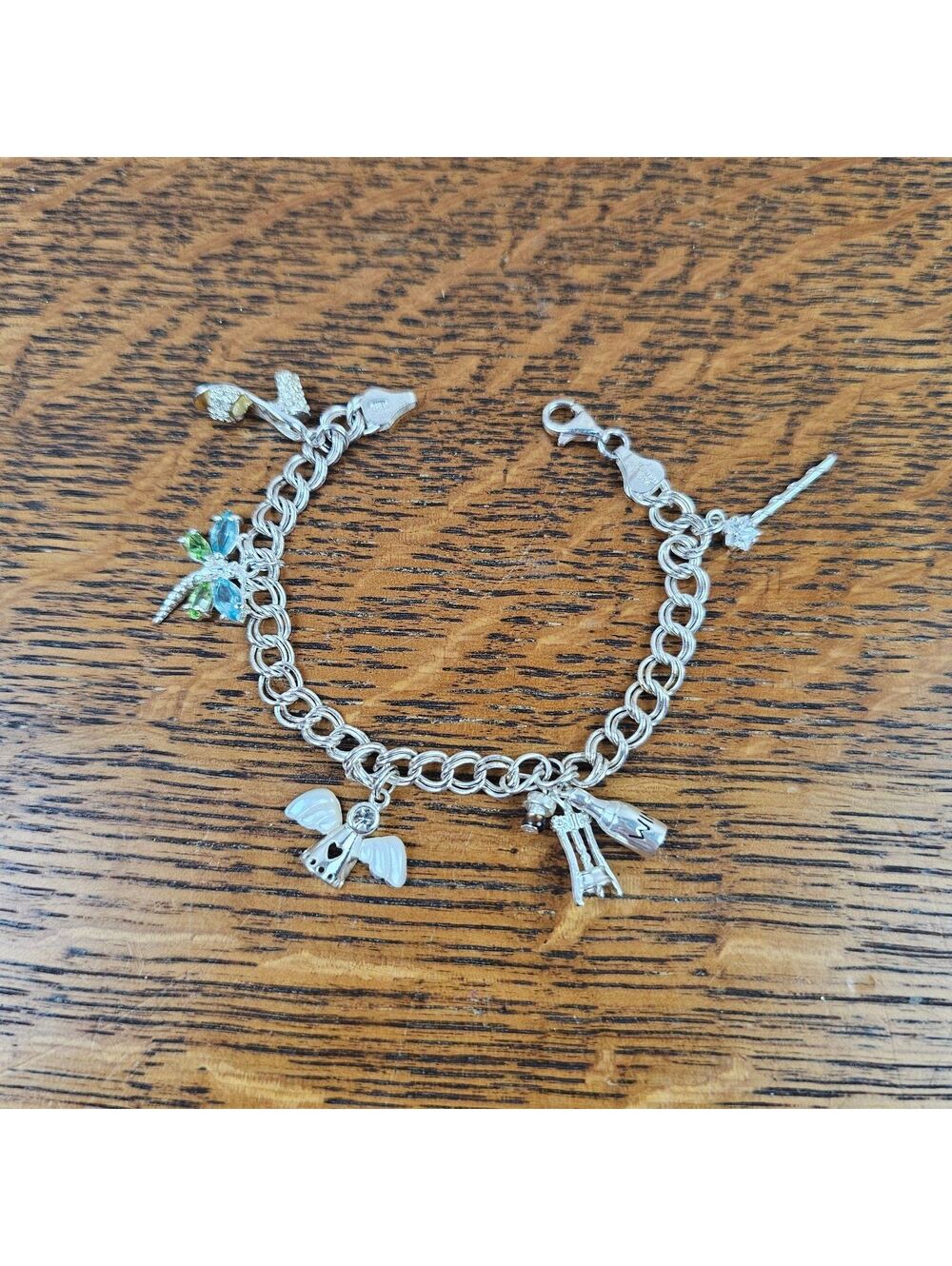 925 Italy Sterling Silver Charm Bracelet Beauty Fashion Charms 7"